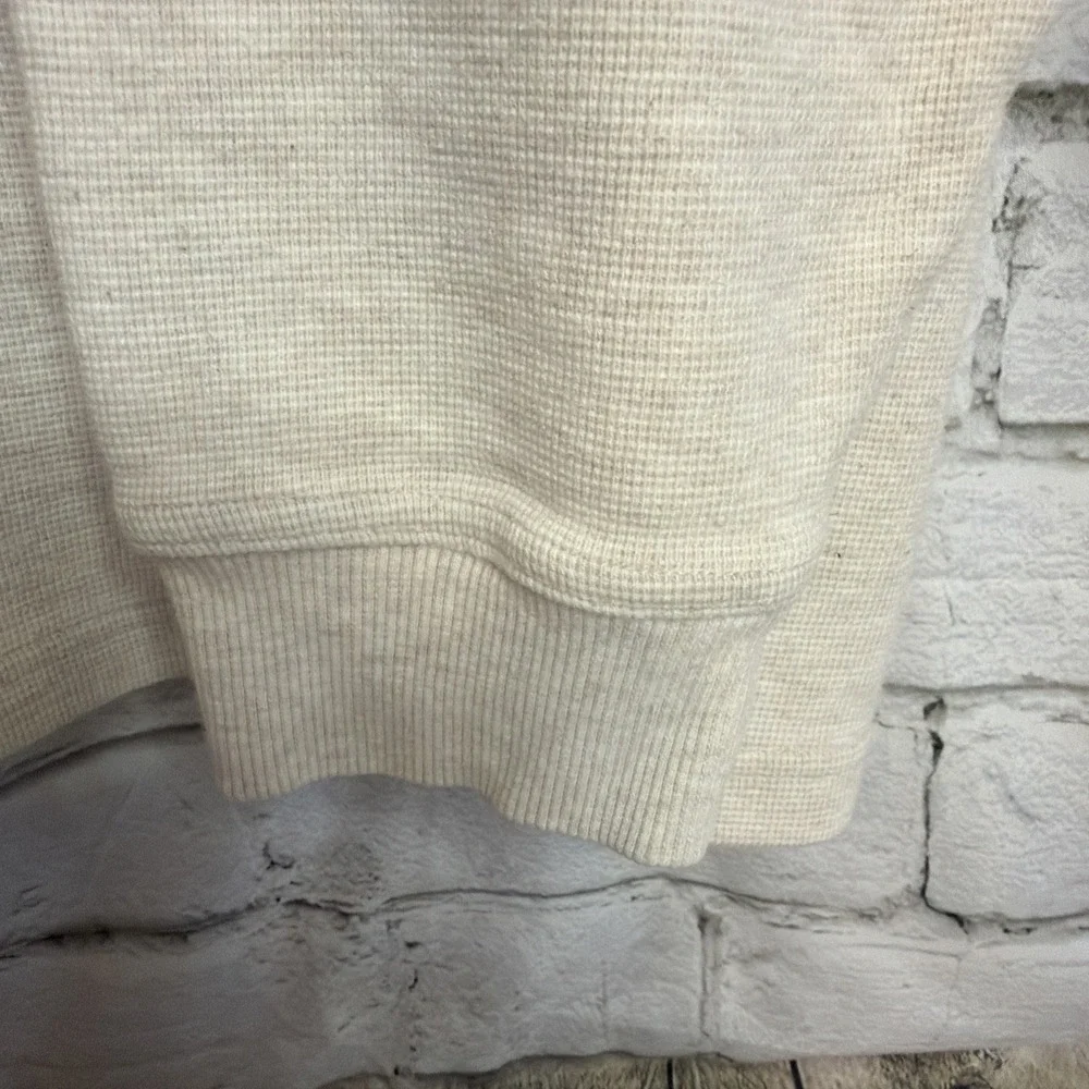 LL Bean Sweatshirt Mens XXL Beige Waffle Knit Thermal Crewneck Pullover Sweater